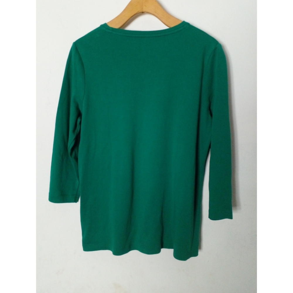 Kim Rogers Perfectly Soft Women's 3/4 Sleeve Tops Tee in Green Size PM - Picture 2 of 7